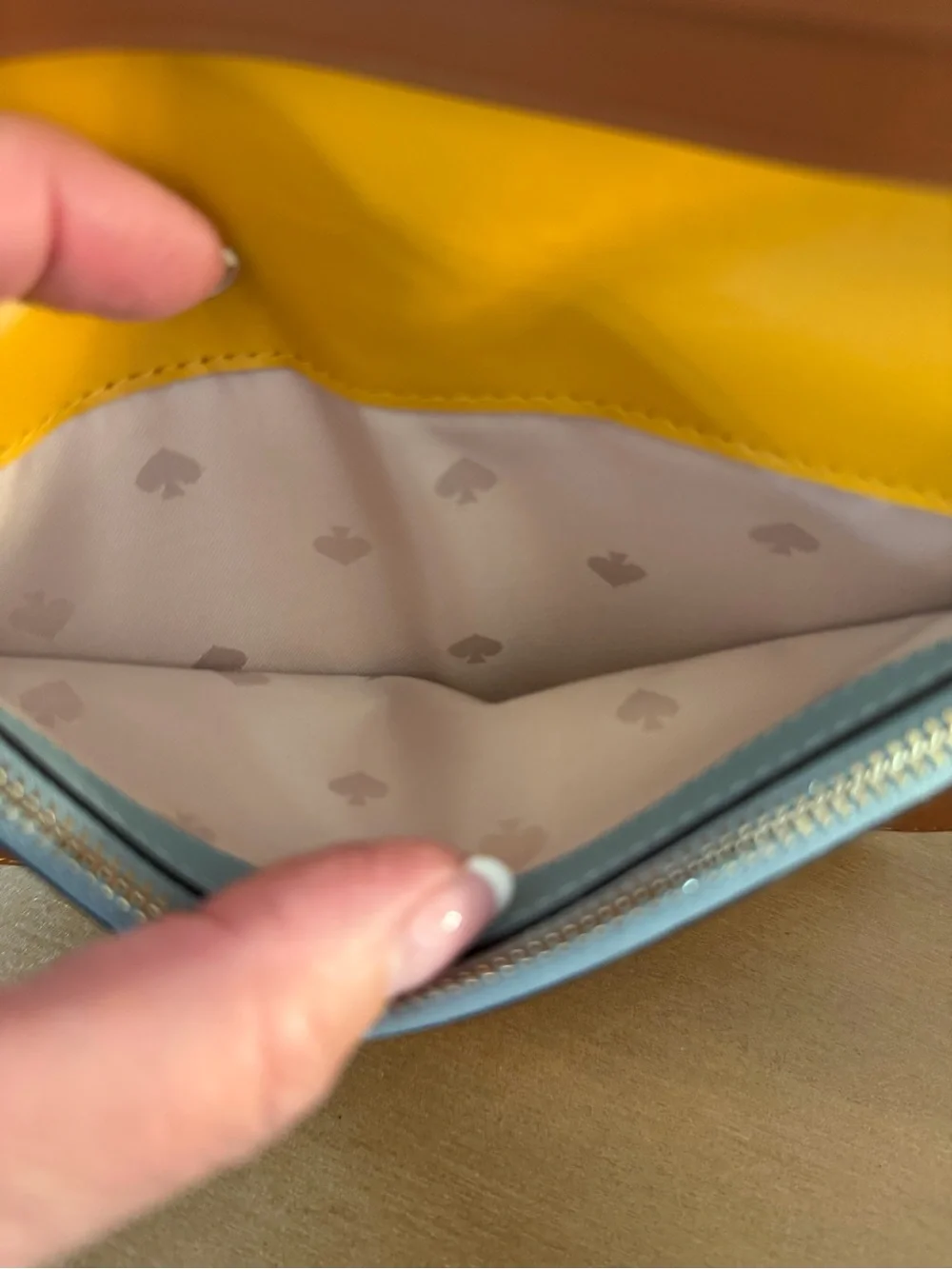 kate spade Nadine Colorblock Leather & Suede Clutch - Light Blue, Mustard, Brown